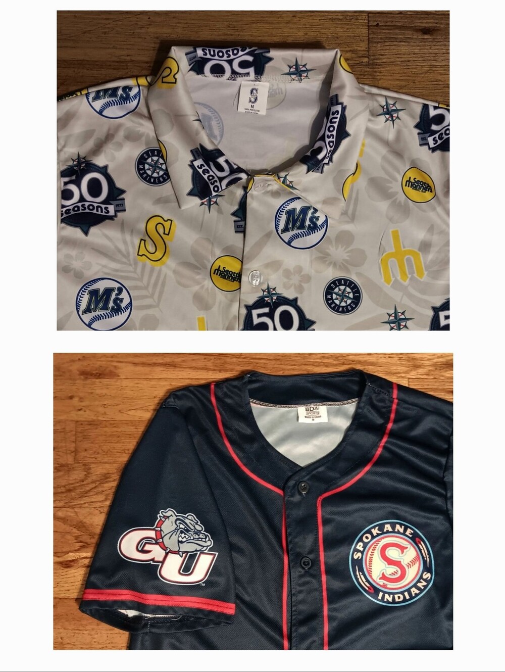Seattle Mariners 50th Hawaiian 2 Jersey Shirt Lot Spokane Indians Gonzaga